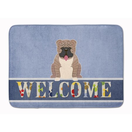 Carolines Treasures English Bulldog Grey Brindle Welcome Machine Washable Memory Foam Mat BB5707RUG